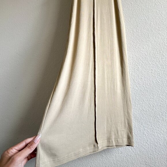 LNA Gaia Midi Ribbed Dress New in Pale Khaki Tan Size Small - Picture 12 of 12